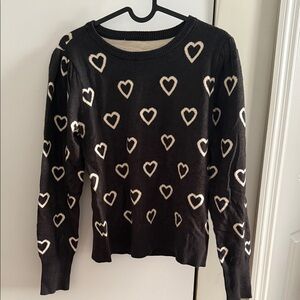 Sweater with White Hearts Valentine’s Day outfit